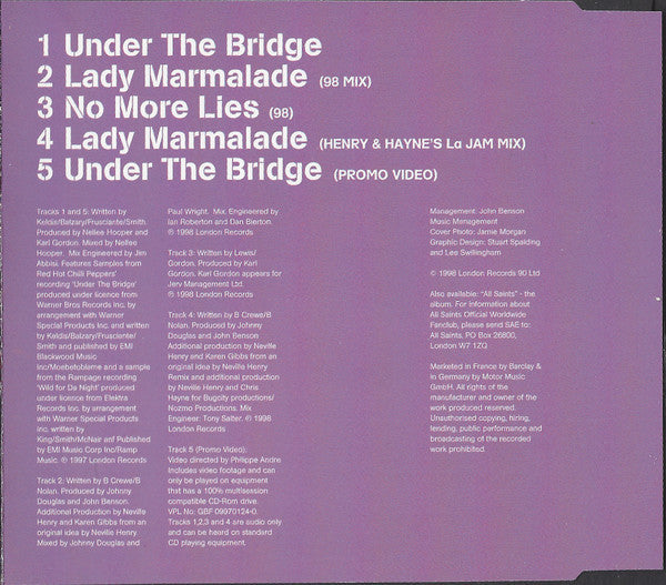 All Saints – Under The Bridge / Lady Marmalade (CD)